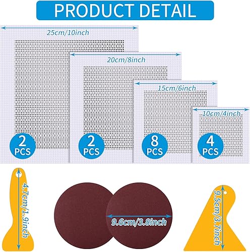 Miniatura 2 de Kit de reparación de paneles de yeso, paquete de 20 parches de reparación de pared de aluminio, malla de fibra de 2/4/6/8 pulgadas sobre placa