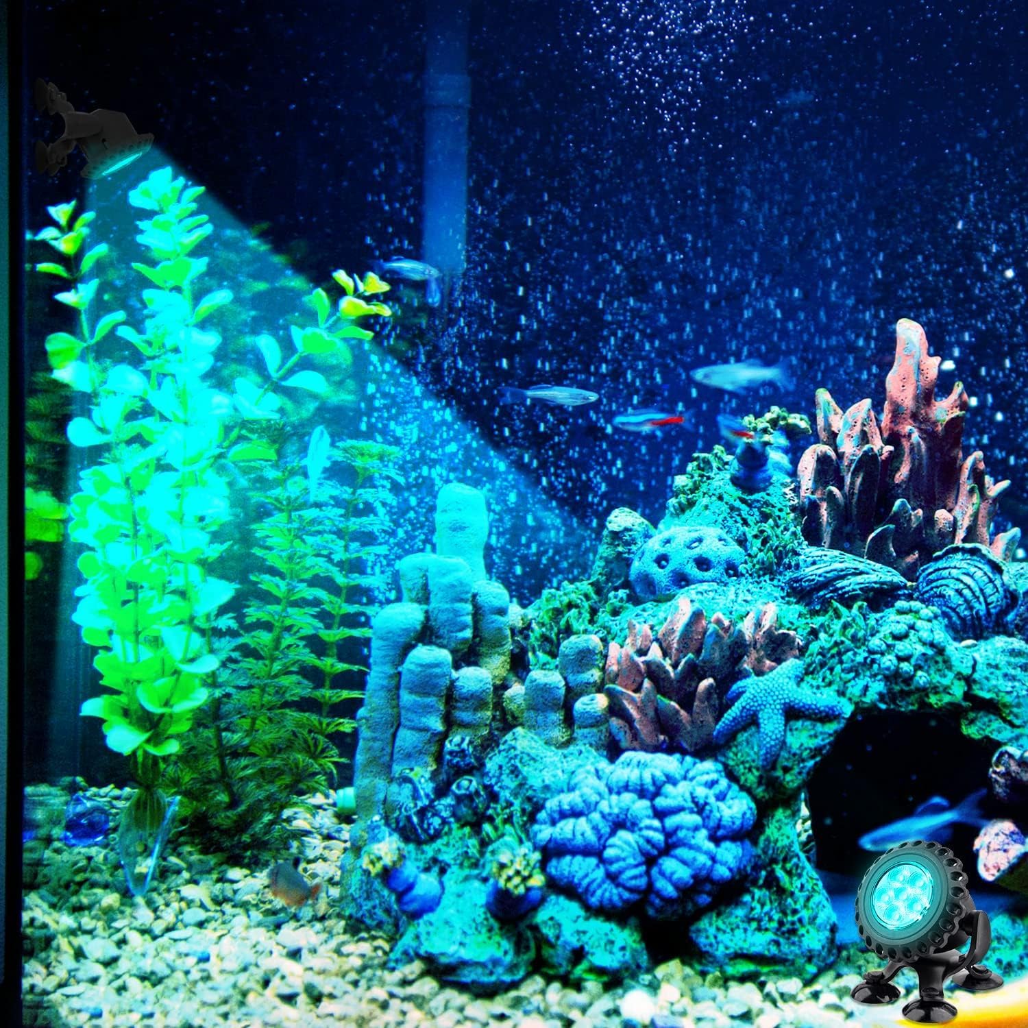 NATPOW Pond Lights Underwater Mains, RGB Underwater Light, Timer Aquarium Spot Lights with APP& Remote Control - Image 3