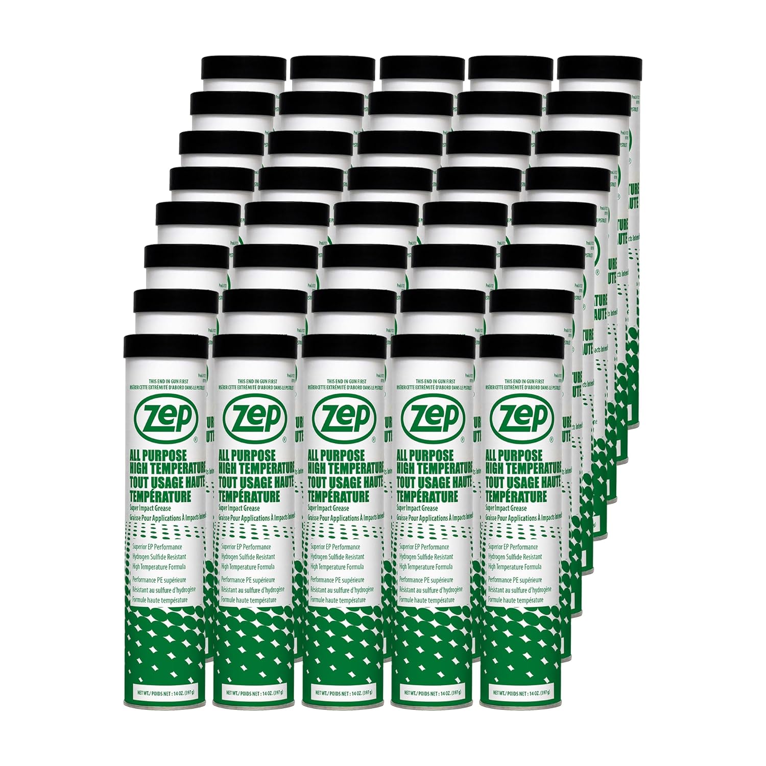 Zep All Purpose High Temperature Grease - 14 oz (Case of 40) 312101 - Multi-Purpose, Fortified to Withstand the Heavy Impact and Pressures Common to Industrial Equipment, Superior EP Performance