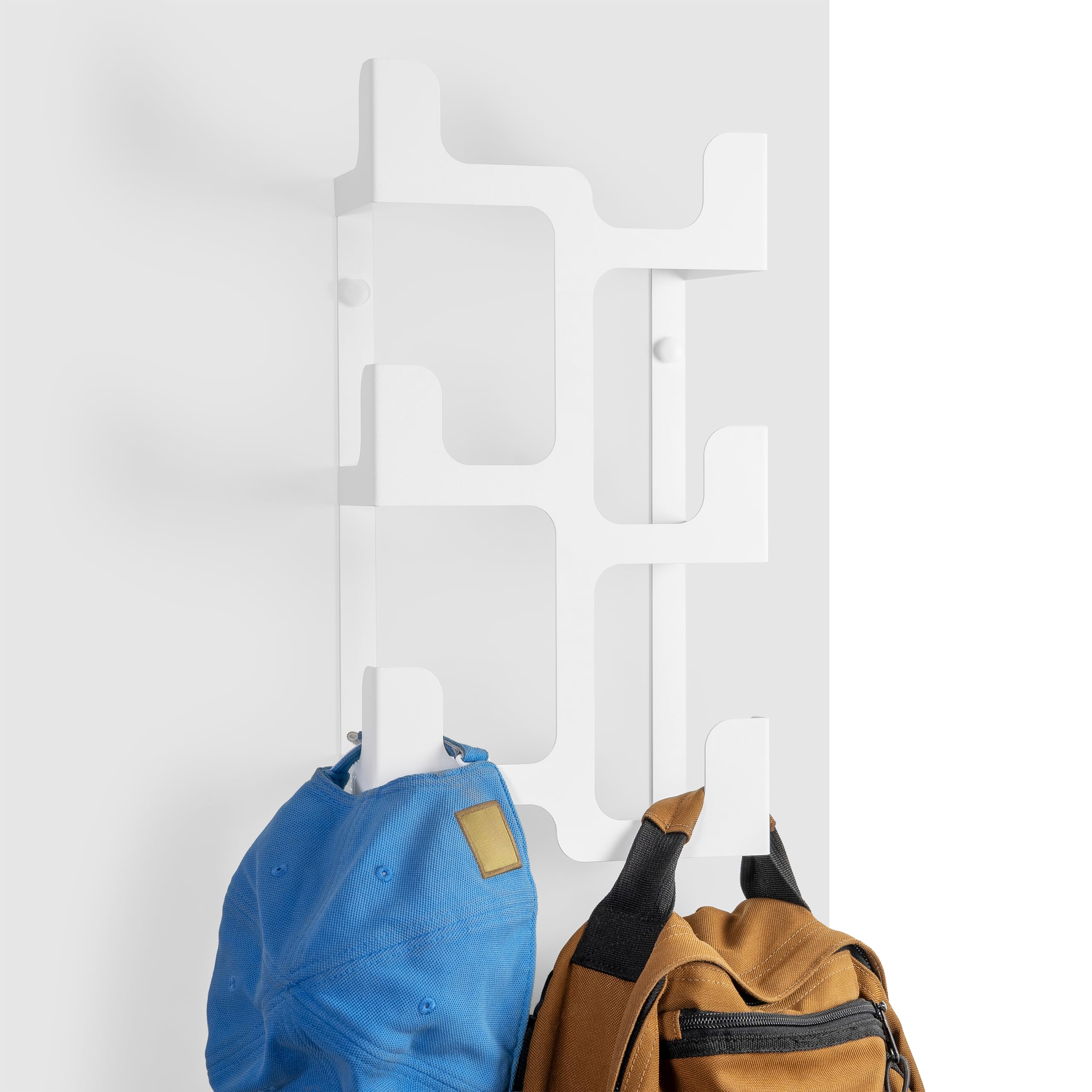 Wieszak ścienny Nowoczesny Organizator Wejście Przedpokój Łazienka Metalowy Wieszak Minimalistyczny Dekoracyjny Design Wieszak Z Hakami Na Płaszcze Ręczniki Kurtki (Biały)