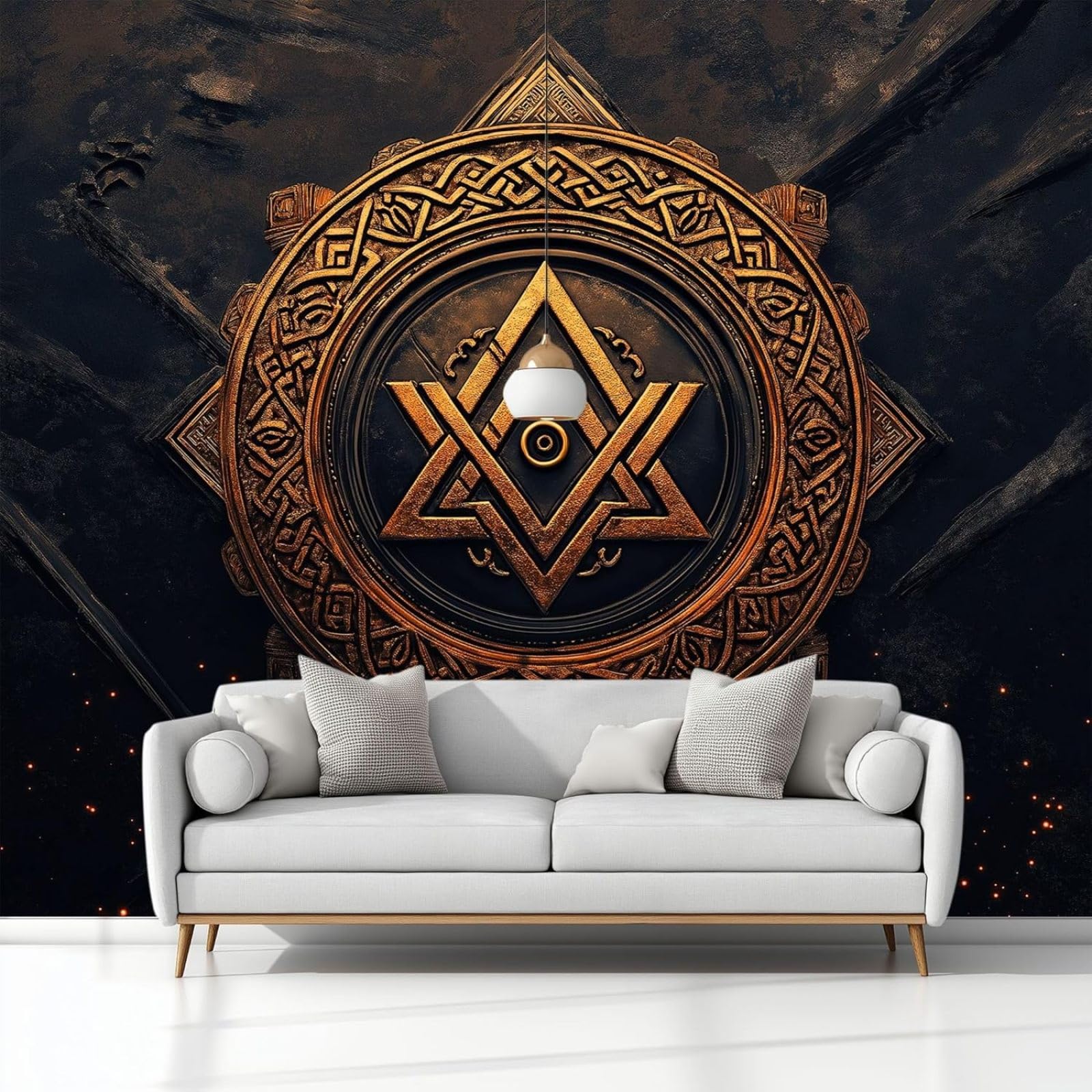hgjdjhnf Photo Wallpaper Pattern of The Viking Bronze Badge Wallpaper Non-Woven Modern Wall Bedroom Living Room Wall Wallpaper Dark Grey,250cmx175cm Stickers - Frameless Painting - Poster