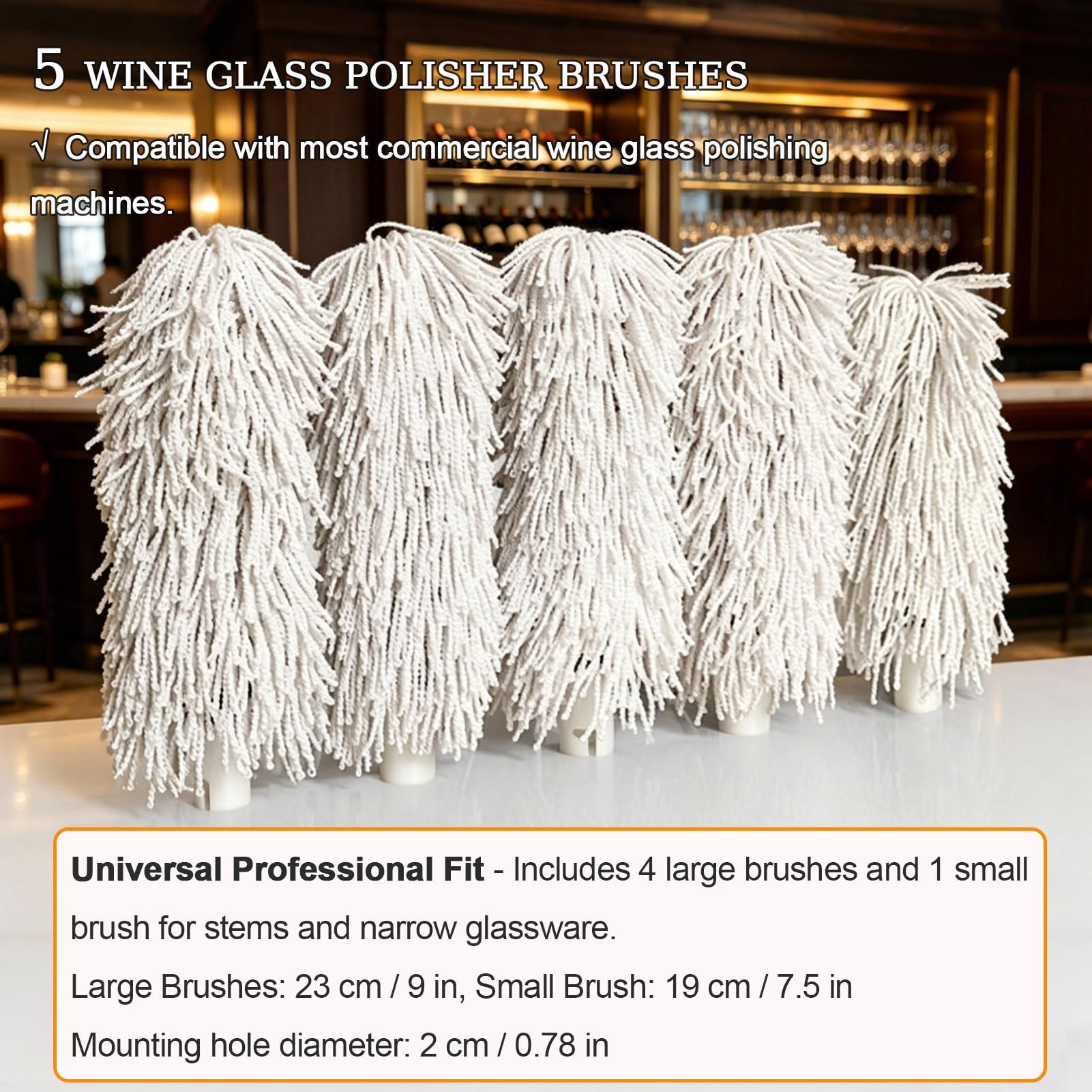 Gewerbe 5/8-Weinglas-Polierbürsten Nano-Mikrofaser-Bürste für Weinglas-Poliermaschinen für den Einsatz in Restaurants, Bars, Küchenausstattungen, Weingütern und Catering-Betrieben,5 Pack