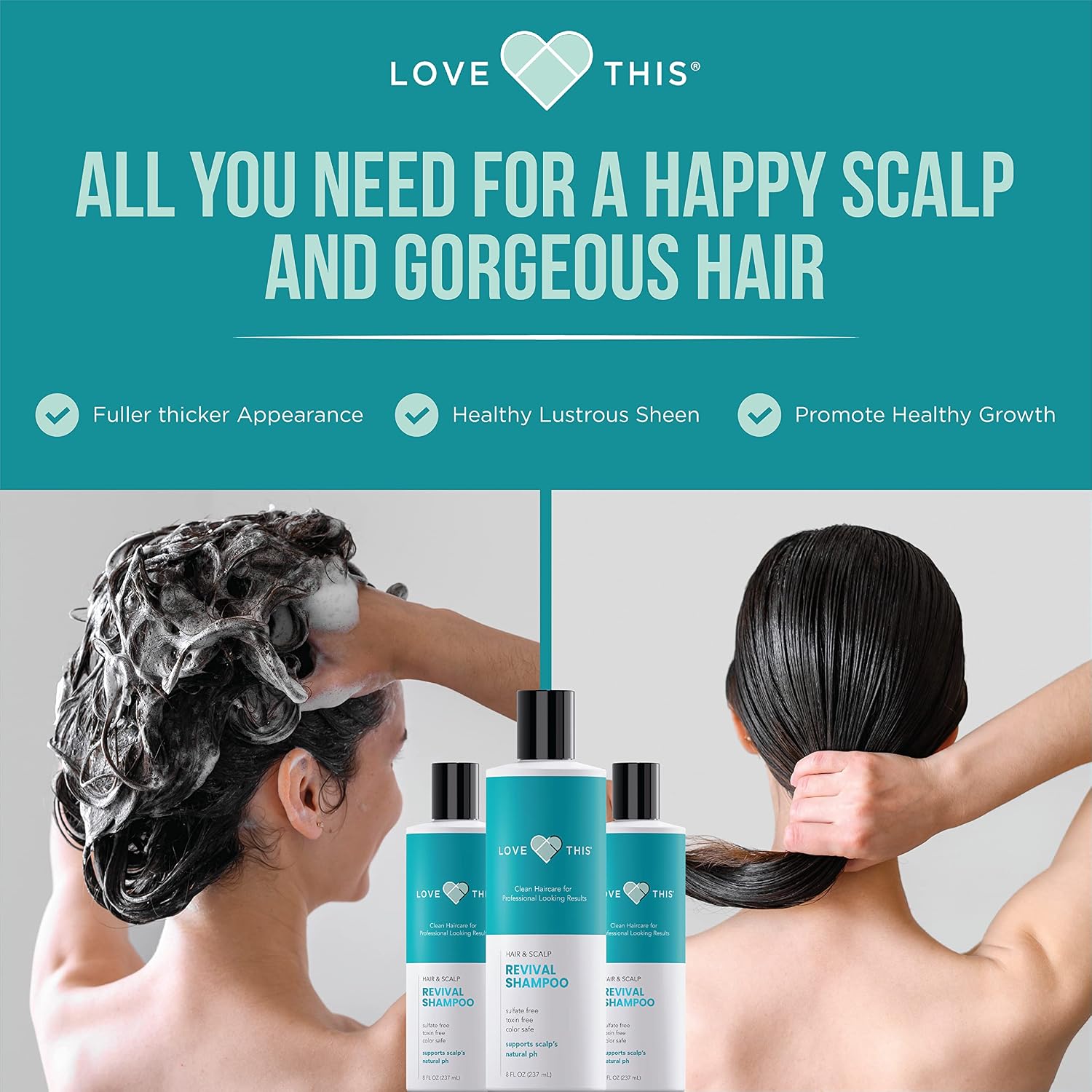 Love This – All Natural Shampoo and Conditioner Set Sulfate Free with Shea Butter, Keratin, Argan, Biotin and Zinc for Hair Growth and Thinning in Peppermint Scent | 8 Ounce (Oz)