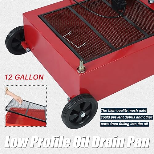 Miniatura 5 de BACLAUGH Bandeja de drenaje de aceite de perfil bajo portátil de 12 galones con bomba eléctrica a prueba de explosiones de 110 V y manguera de 7