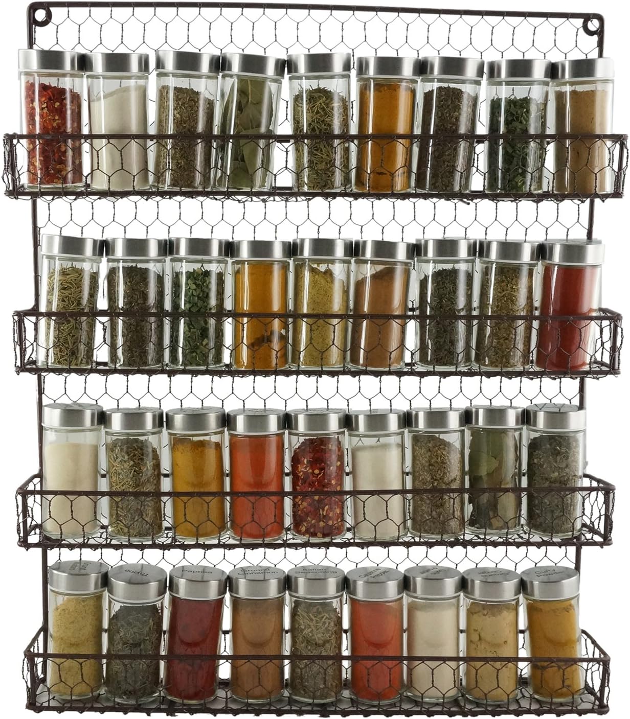 Wall Mount 4 Tier Metal Spice Rack Kitchen Metal Wire Spice Organizer