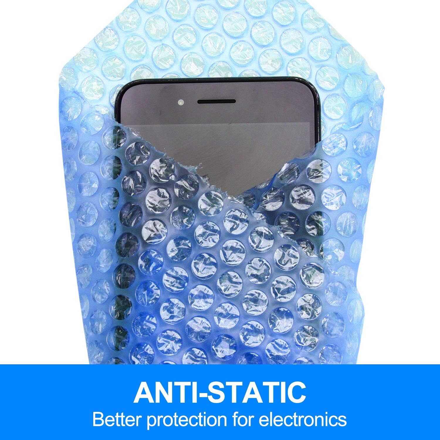 Fuxury Blue Anti-Static Bubble cushion Wrap Roll Air Bubble Roll 2 Rolls 72 Feet Total,Perforated Every 12",Included 20 Fragile Sticker Labels for Packaging Moving Shipping Boxes Supplies