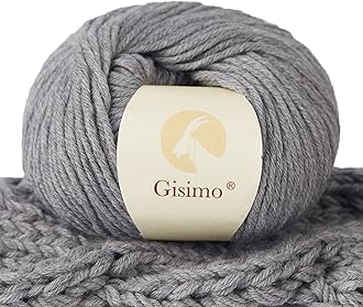 GISIMO 100% Merino Wool Yarn, 6-Ply Luxurious and Soft Yarn for Hand Knitting & Crocheting, 1.76 OZ/50g, 127 yds/116 Meters (Gray, 1 Ball)