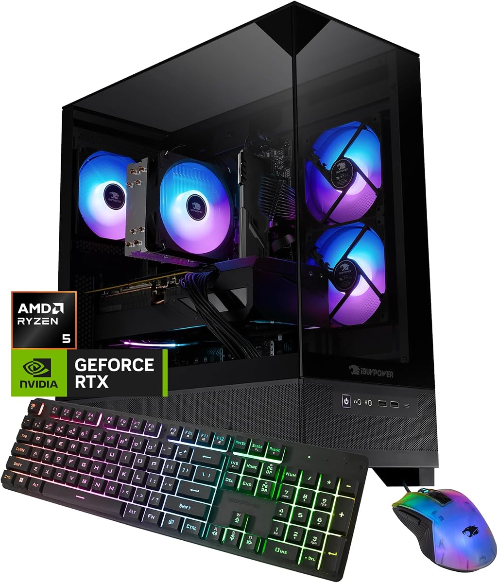 Element SE Gaming PC Desktop Computer AMD Ryzen 5 8400F CPU, NVIDIA GeForce RTX 3050 6GB GPU, 16GB DDR5 RAM, 1TB NVMe SSD, Windows 11 Home, Gamer Keyboard and Mouse - ESA5N3501