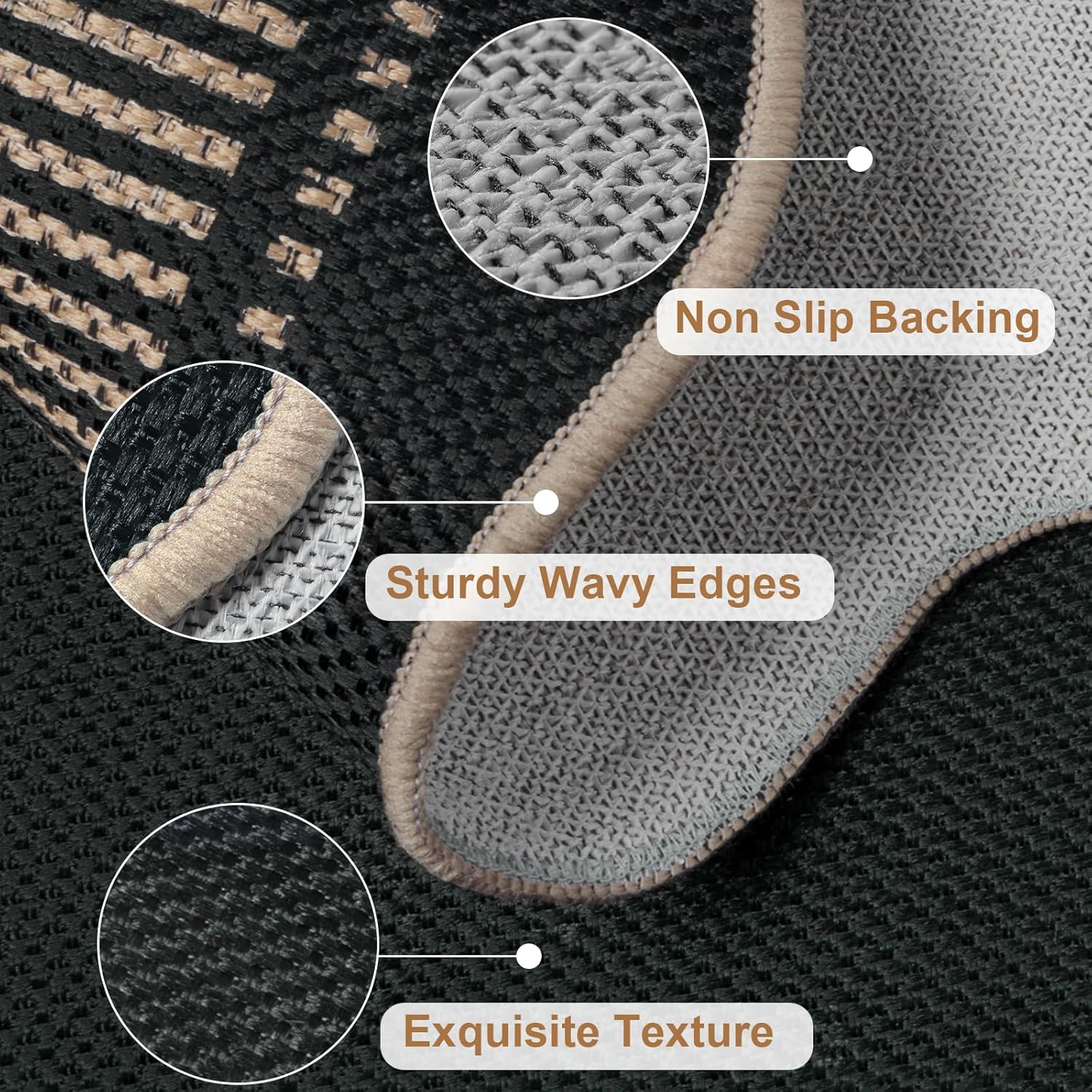 Modern Hallway Runner Rug, 2x6 Washable Easy Jute Rugs for Entryway Kitchen Farmhouse Indoor Outdoor Carpet, Non Slip Runner for Bedroom Porch Laundry - Image 4