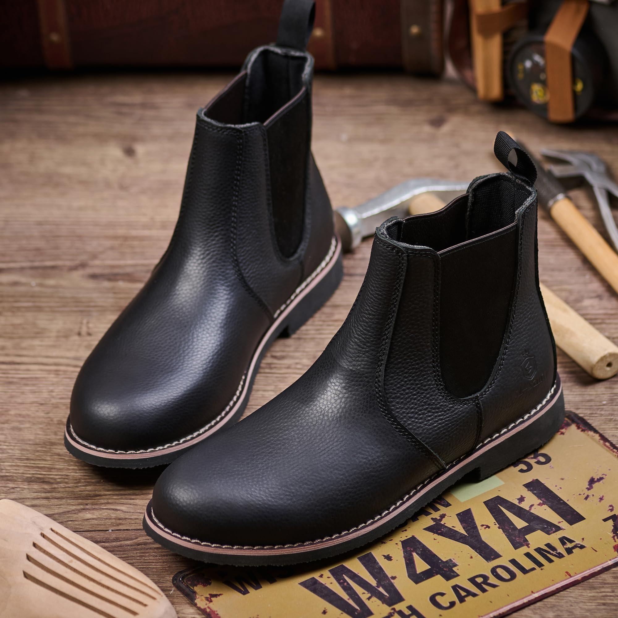 SL-Saint Uomo Fatti a Mano Stivali Chelsea Classici In Vera Pelle di Mucca Scivolare Sulla Moda