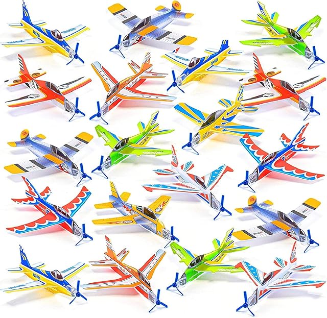 Prextex 25 Pack Large 8'' Flying Foam Glider Planes for Kids Birthday Party Favors for Kids DIY Take Apart Airplane Gliders