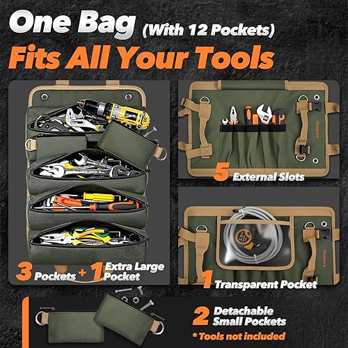 Miniatura 3 de Regalos para el día de San Valentín para él, bolsa de herramientas enrollable, regalos de San Valentín para hombres, papá, marido, él, novio,