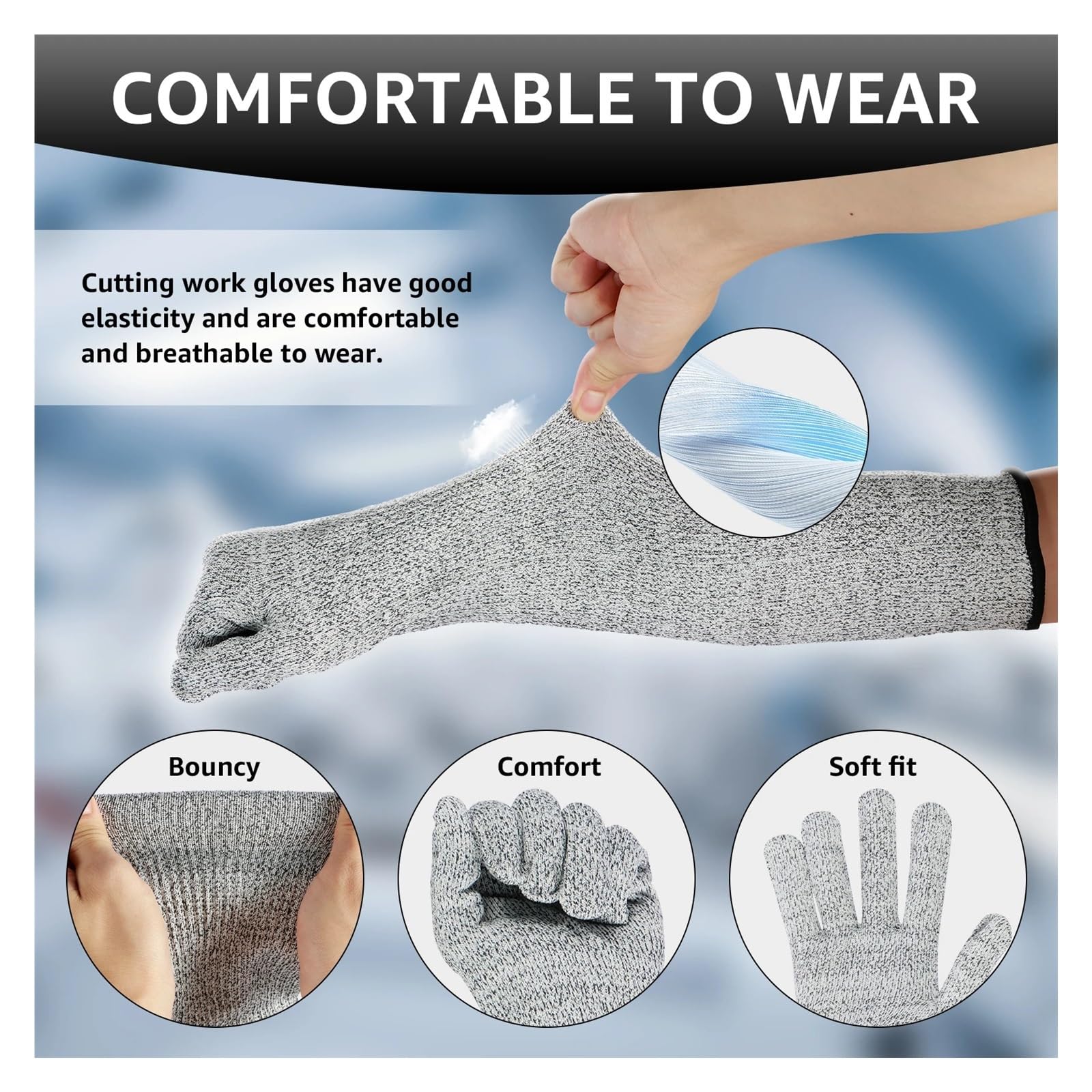 Gartenhandschuhe Schnittfeste Ärmel, Sicherheits- und Durchstichschutzhandschuhe mit vollem Finger, atmungsaktiv, langer Armschutz for den Armarbeitsschutz(3 Pairs)