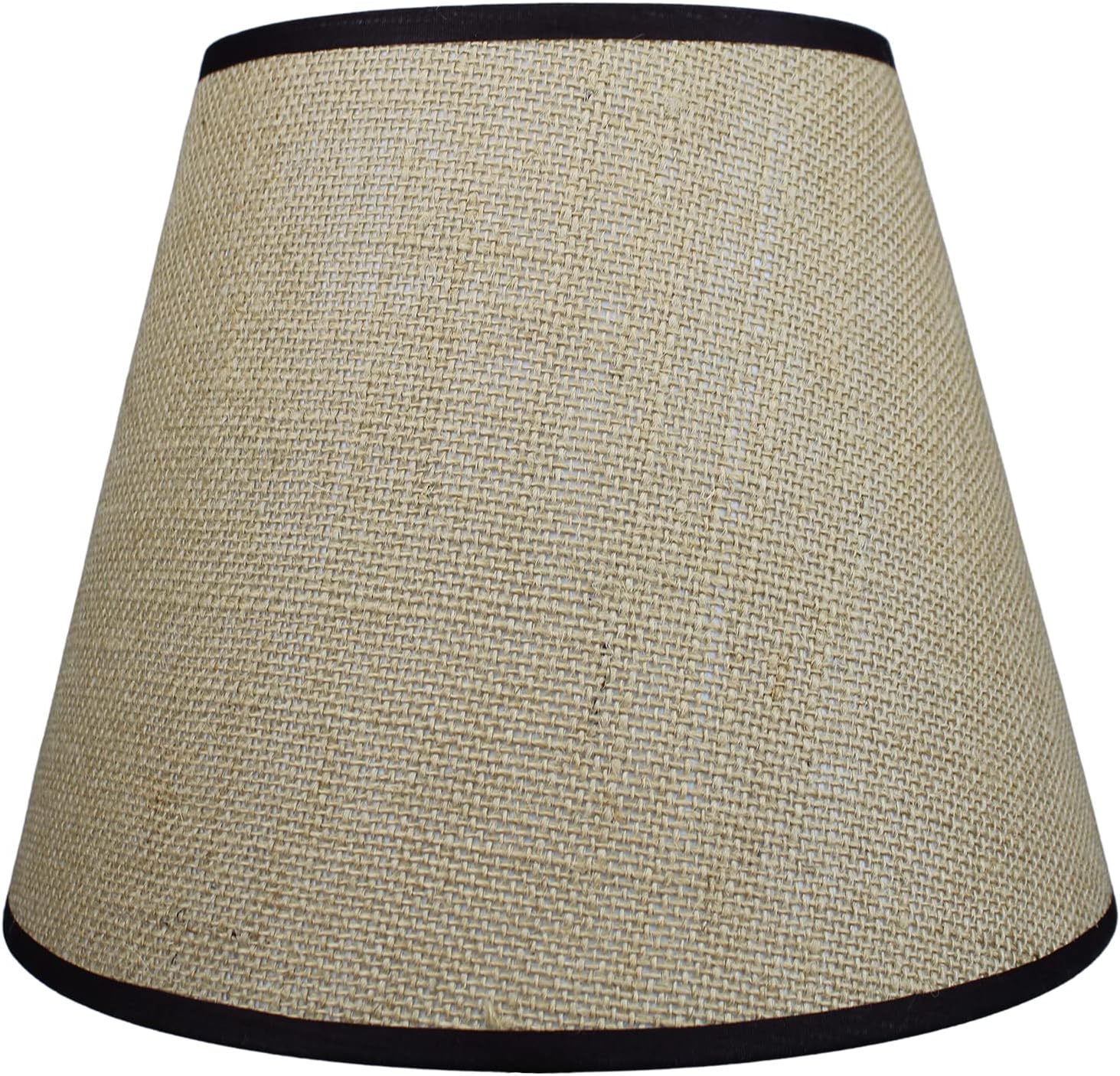 FenchelShades.com Lampshade 6" Top Diameter x 10" Bottom Diameter x 8" Slant Height with Washer (Spider) Attachment for Lamps with a Harp (Burlap Natural - Chocolate Binding Tape)