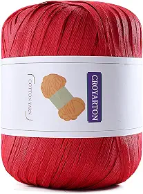 Fio de ráfia para crochê, fio de algodão macio para crochê, bolsa de praia de verão, 114 jardas/fio de papel de fita de 50 g para iniciantes, bolsa de tricô de mão DIY (vermelha)