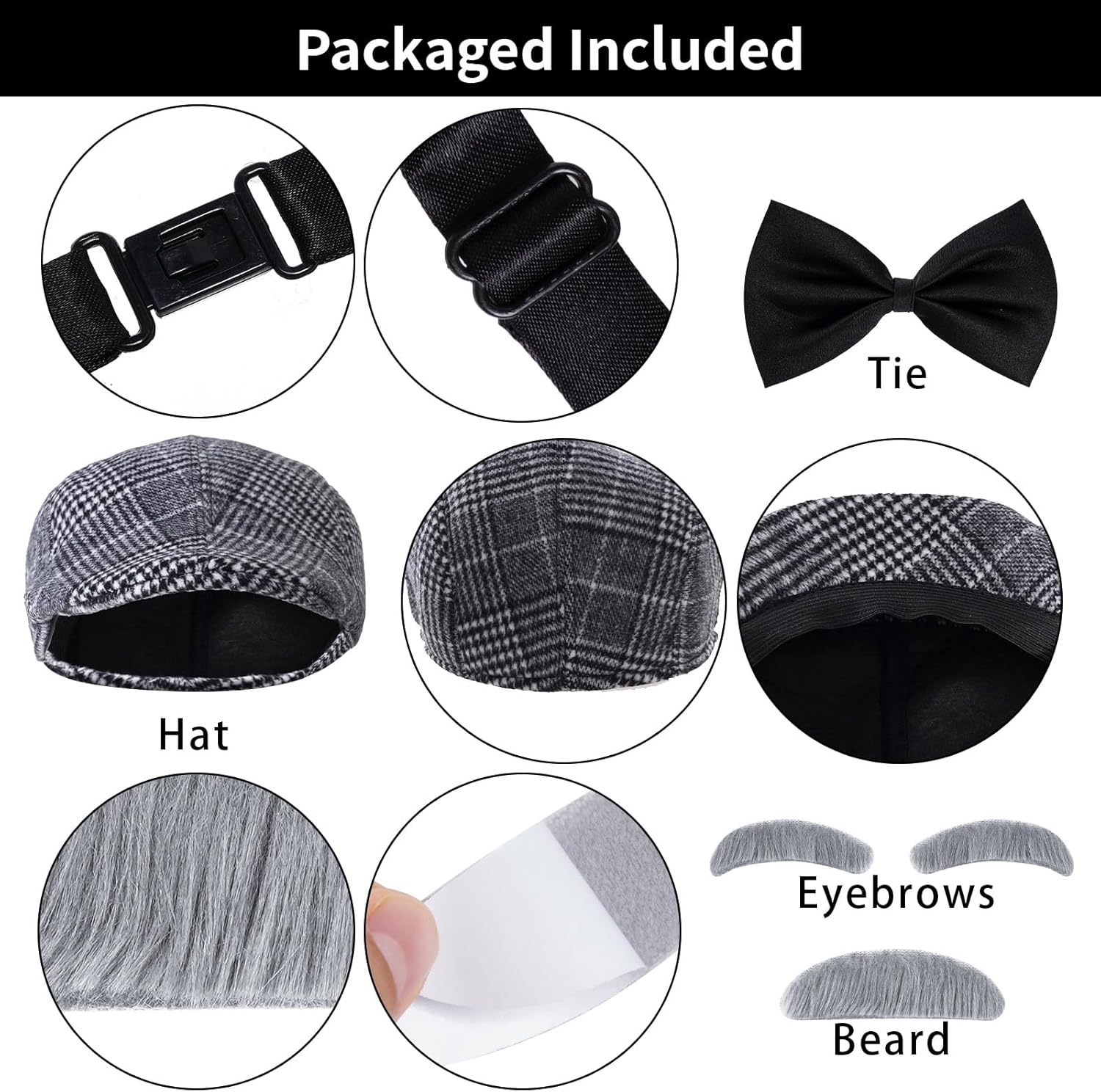 7Pcs 100 Days of School Men Costume, 100 Days of School Man Costume for Halloween Grandpa Costume 1920s Old Man Outfit - Image 3