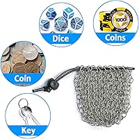 Vista 5 de YOUSHARES Bolsa de dados de acero inoxidable para juego de dados de metal poliédrico D&D, bolsa de dados DND para juego de dados de metal poliédricos