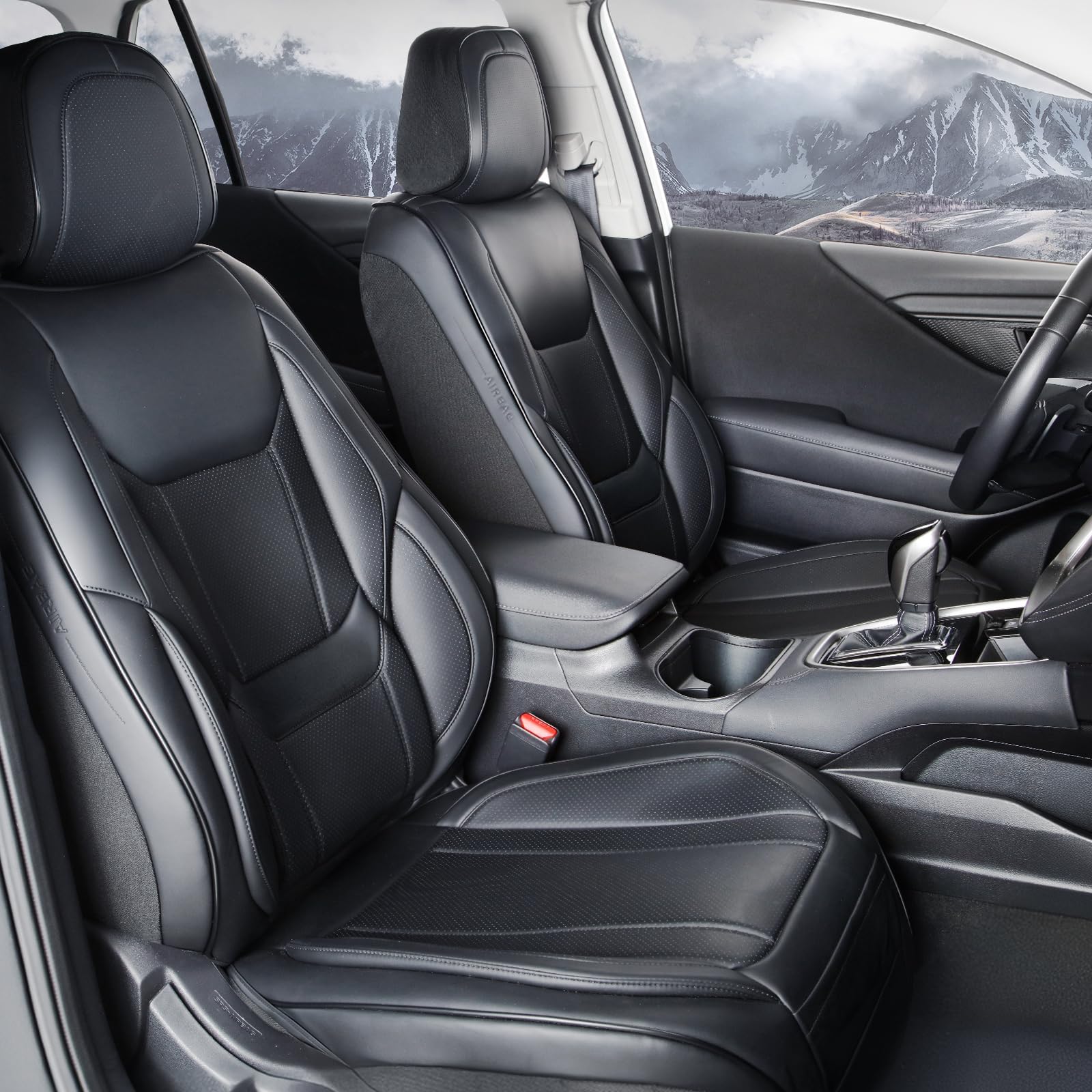 Coverland Custom Car Seat Covers Front Seats for [2013-2017 Honda Accord] - Protector Car Seat Cover Water Resistant Leather Memory Form Back Support Seat Cushion [Front-Black]