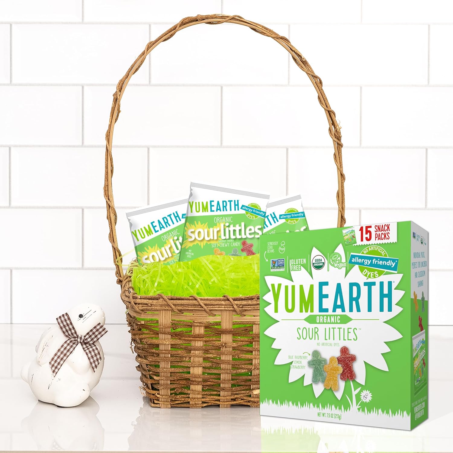 YumEarth Easter Organic Sour Littles Chewy Candy - Allergy Friendly, No Artificial Dyes, Non GMO, Gluten Free, Vegan Candy Snacks - 15 Count