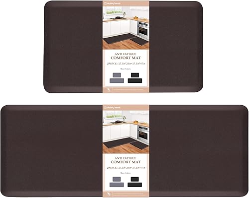 HappyTrends 2 tapetes de cocina acolchados antifatiga, resistentes y ergonómicos, de espuma de pie, impermeables, antideslizantes, para el hogar,
