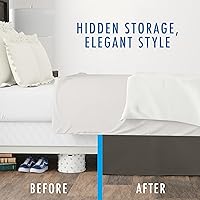 Vista 4 de Fresh Ideas Falda de cama a medida de popelín, diseño de mezcla de algodón, longitud de caída de 14 pulgadas, matrimonial, gris (FRE20114GRAY02)