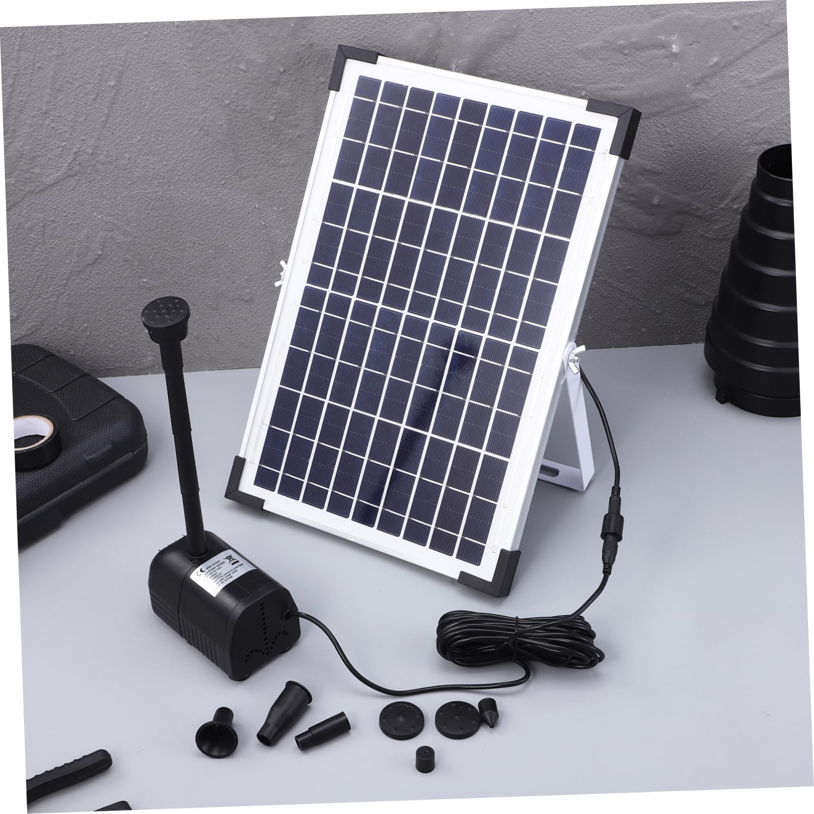 Fontana Abs Giardino 12w per Nera in Solare Bsv-sp100 Esterno | Capacità 1350l/h, Angoli Regolabili, Installazione Semplice, Costruzione Robusta