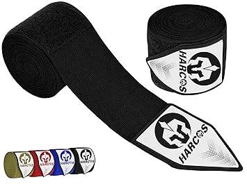 Harcos Breathable Boxing Hand Wrap Inner Gloves Elasticated Thumb Loop Bandages,Men Women Mitts Straps Wrist Protection Muay Thai (Black, 108 Inches (2.75 Meter))