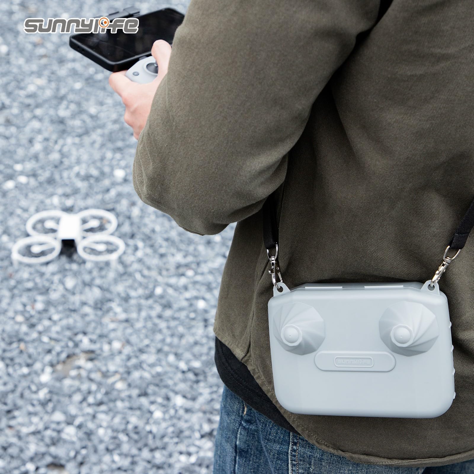 RC-N1/2/3 - Funda para mando a distancia con correa, cierre de un solo botón, material ABS, para tamaño compacto 159 x 119 x 73 mm, compatible con Mini 4/Mini 3/para Neo