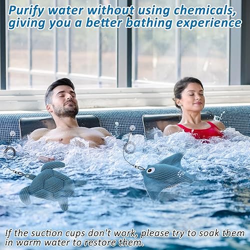 Miniatura 5 de Sibosen Paquete de 2 esponjas absorbentes de verdín para jacuzzi, actualización 2025, accesorios reutilizables de tortuga y mantarraya absorbentes