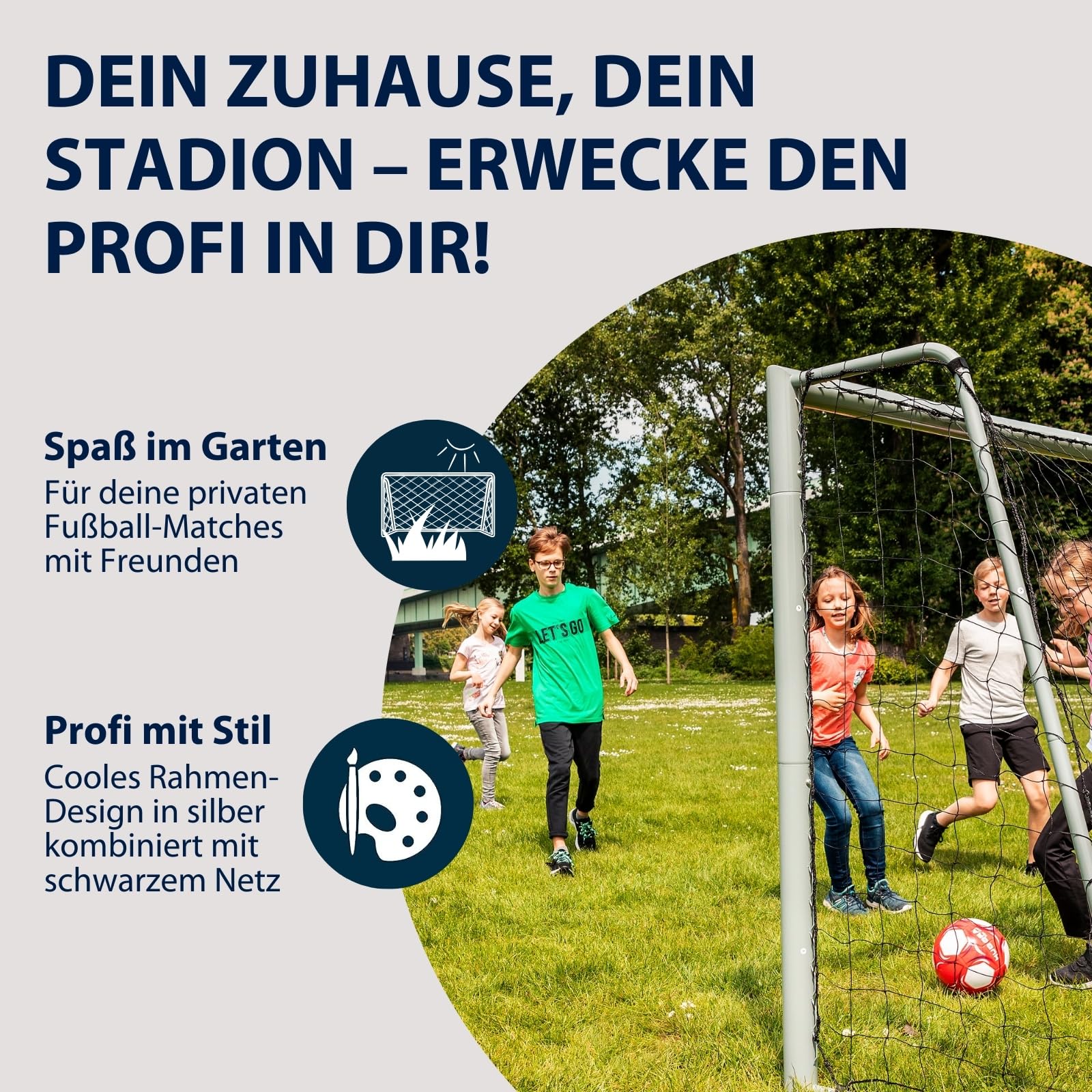 HUDORA Fußballtor Expert - großes Outdoor-Tor für Kinder und Erwachsene - wetterfestes und standfestes Tor mit engmaschigem Netz - Hochwertige Outdoor Torwand für Freizeit und Training