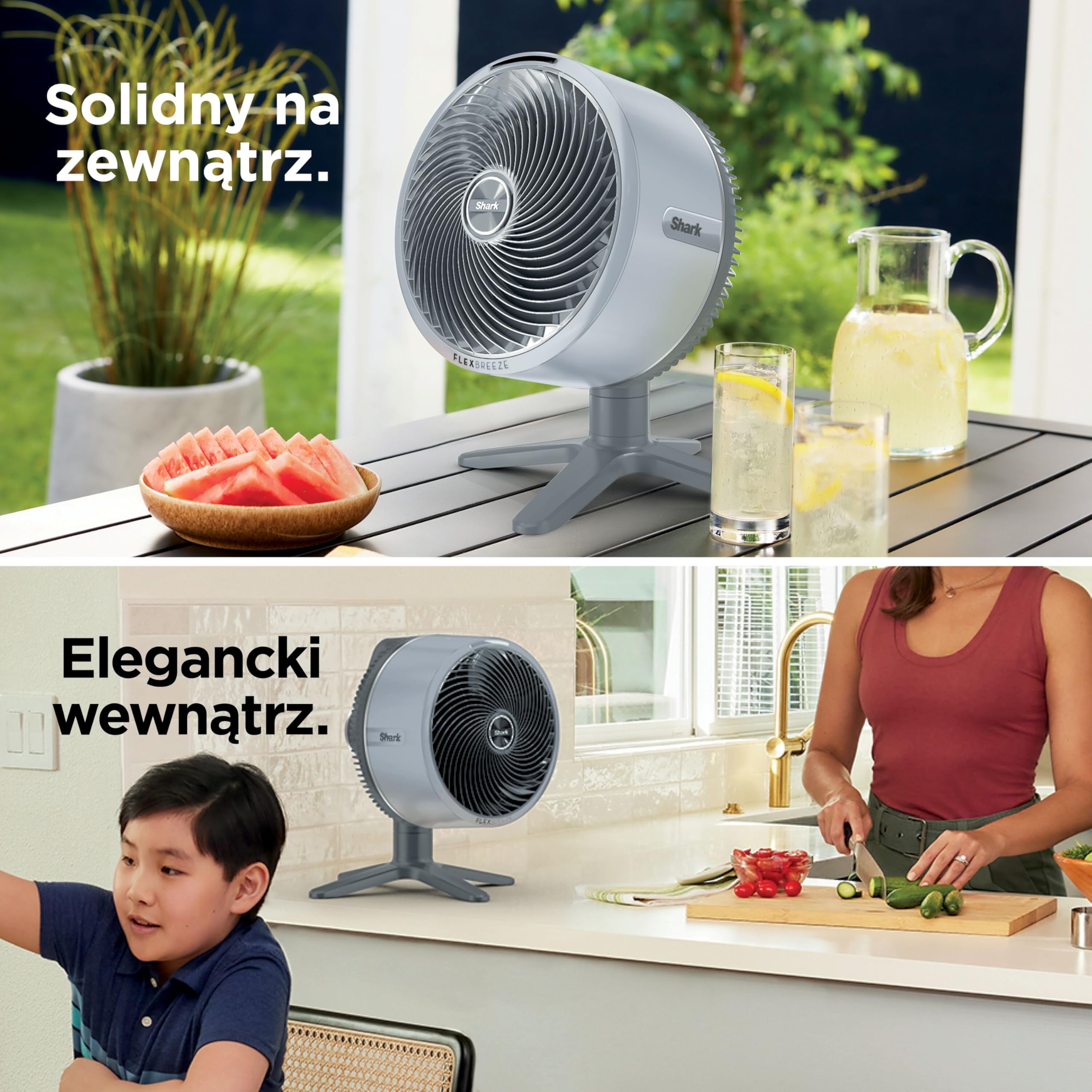 Shark FlexBreeze TableMate Wentylator bezprzewodowy wewnętrzno-zewnętrzny, do 24 godz. pracy, wydajne chłodzenie, zasięg 20 m, cichy, 5 szybkości, oscylacja, zdalne sterowanie, zimowa mgła, FA150EU