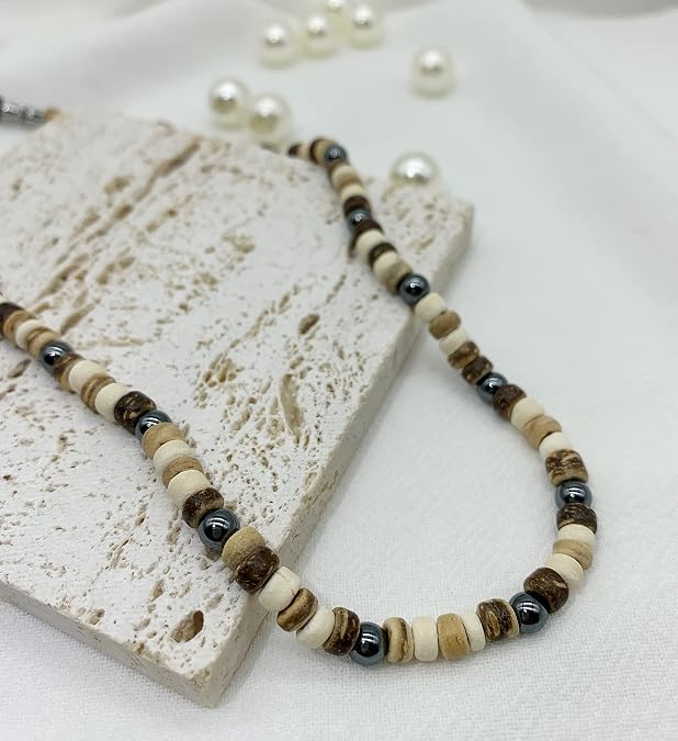 Adjustable Puka Brown Hematite Shell Necklace