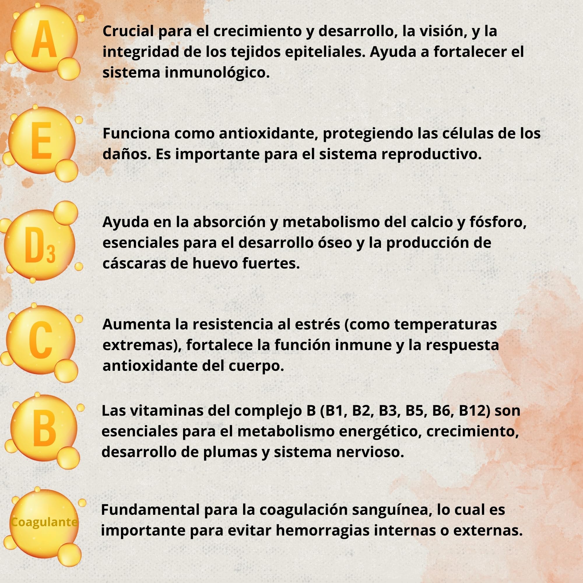 Multivitamínico 6 en 1 250ml Aves | Vitaminas A-E-D-C-B| Pienso Complementario para Bebedero Gallinas, Pollos, Palomas, Loros y Periquitos con Dosificador - Boostcare