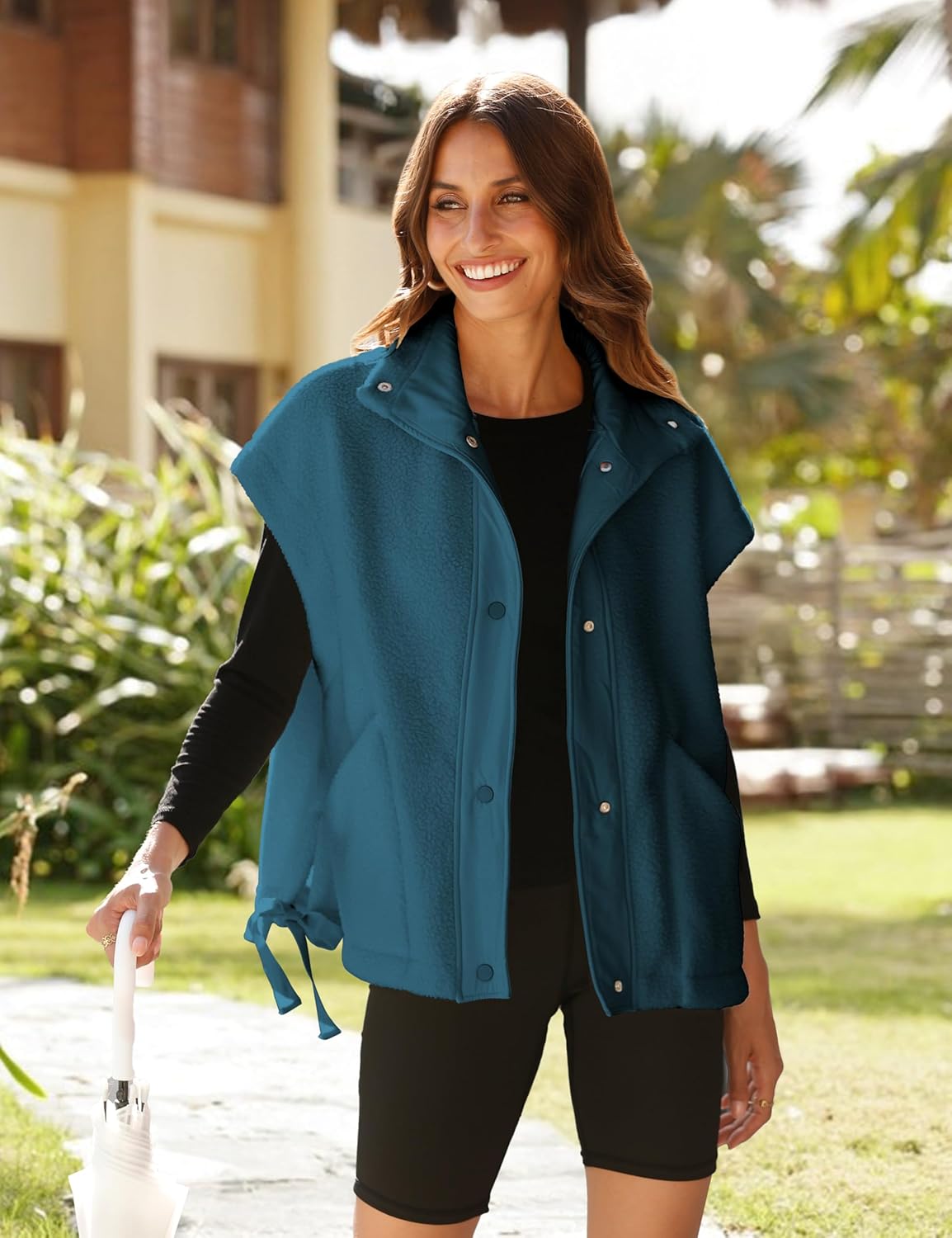 Womens Sherpa Fleece Vest Oversized Sleeveless Jacket Casual Outerwear Gilet with Pockets - Image 7