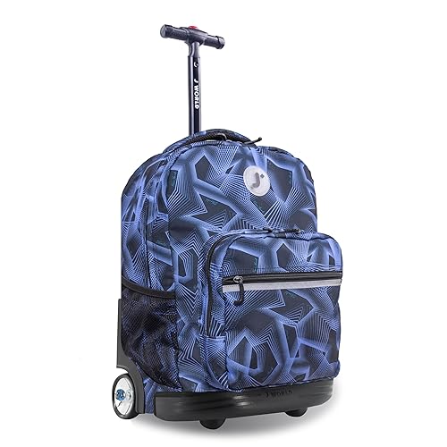 J World Sunrise Kids Rolling Backpack for Girls Boys. Roller Bookbag With Wheels For School, Disco
