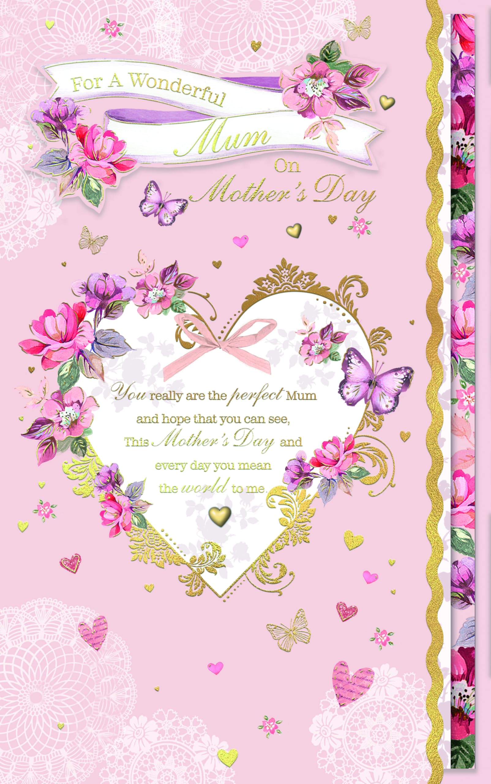 Wishing Well Luxury Handmade Mother's Day Card 'For a Wonderful Mum' With Gems and Bow Studios Greeting Card 7 x 11 ins