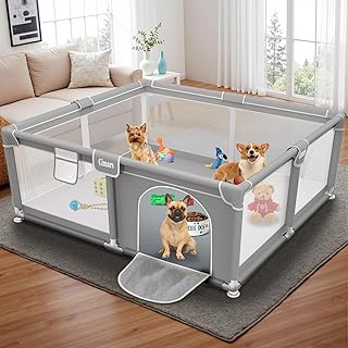 127x127x66 cm Welpengehege Mit Tür, Hundespielgehege Für Welpen Oder Kleine Hunde, Stabiles Sicherheitszaungehege Mit Dickem Stoff, Robustem Nylonnetz, Maschinenwaschbar