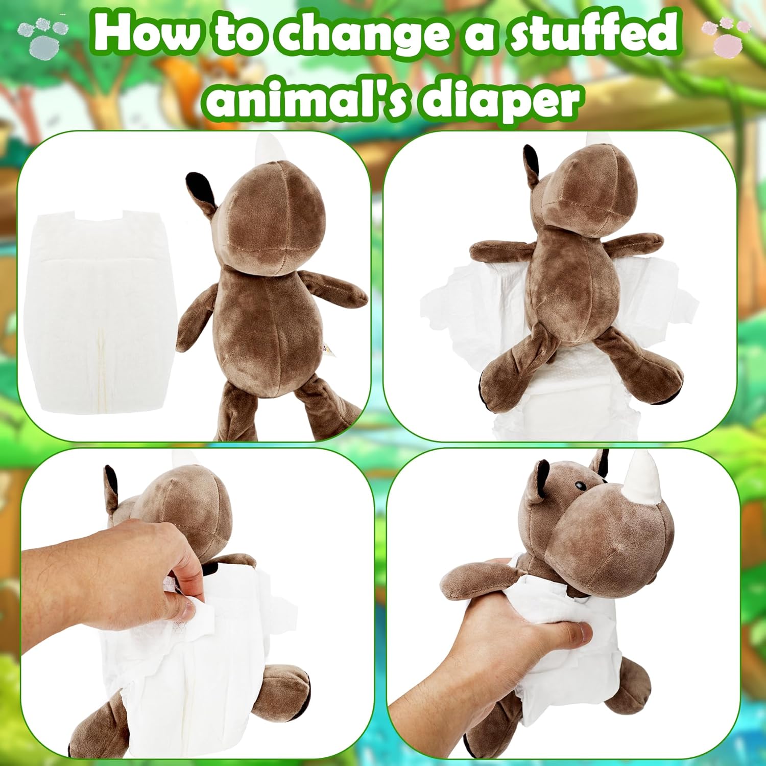 10 Sets Safari Animals Blindfolded Diaper Changing Baby Shower Games include 10 Safari Plush10 Diapers 10 Blindfold Eye Masks 10 Gift Bags for Adultsr Gender Reveal Party Game Prizes Gifts