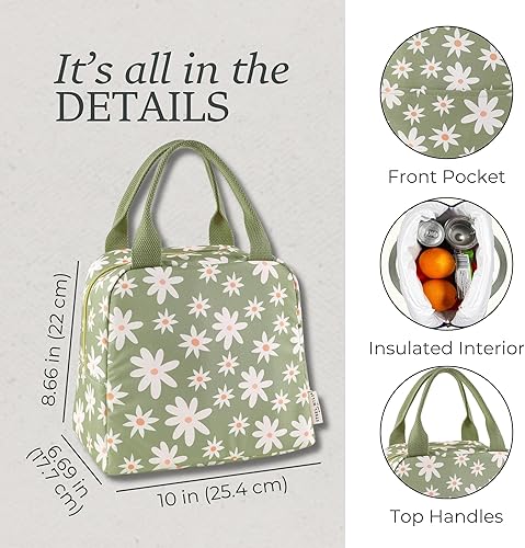 Miniatura 5 de Steel Mill & Co - Bolsa de almuerzo aislada para mujer, lonchera de gran capacidad, bolsa de almuerzo para adultos, mini hielera con cierre de