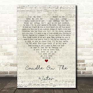 Candle On The Water Script Heart Song Lyric Print