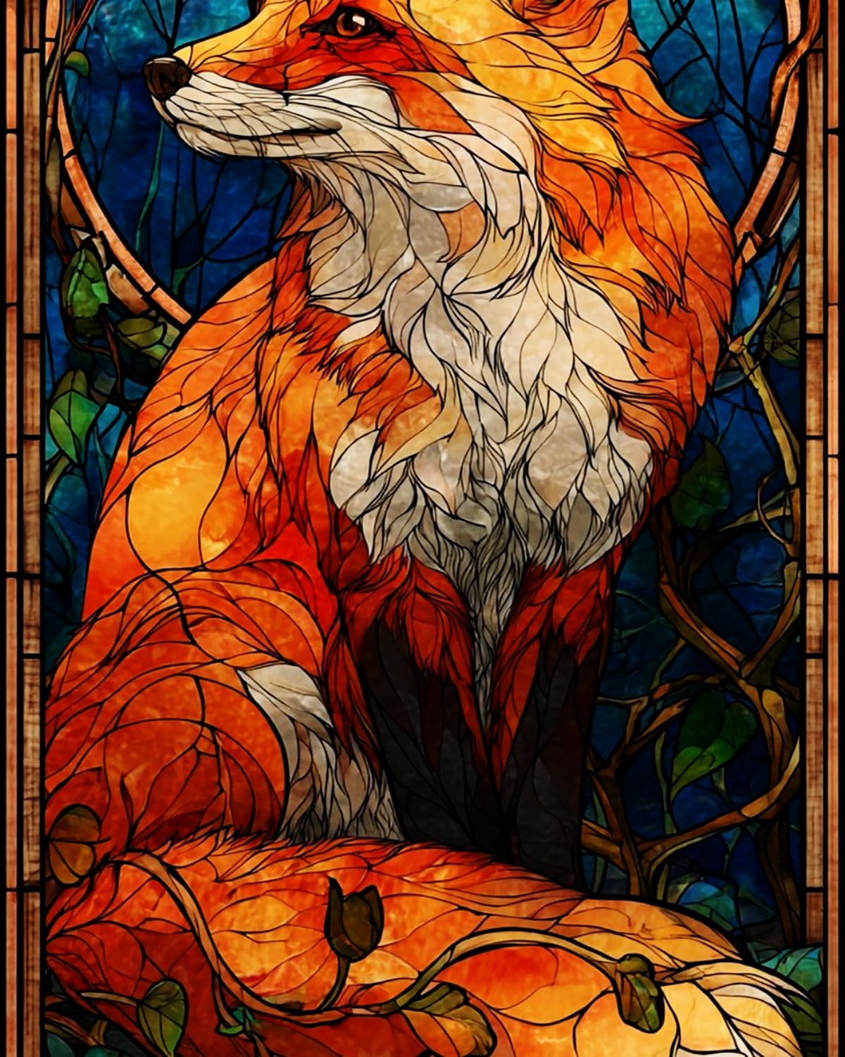 LIUBAISHI Paint by Numbers Kit for Adults, Stained Glass Fox, 40x50 cm, Acrylic on Canvas