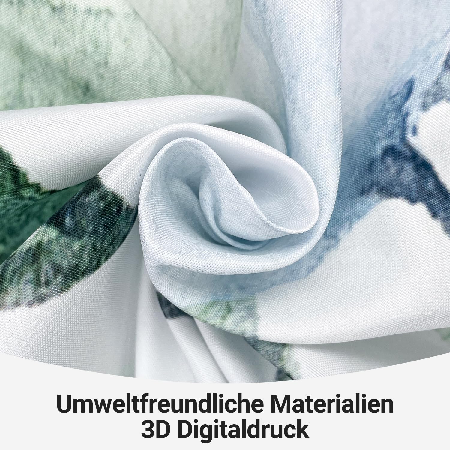 Lerores Shower Curtain, 150 x 180 cm, Leaf, Weighted Hem, Anti-Mould Textile, Water-Repellent - Image 4