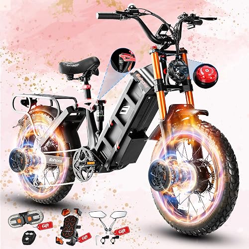 eAhora 2026 Juliet Pro 2 43-31Mph Electric Bike for Adults 5400W Dual Motor Ebike 60V/70Ah 48V/60Ah 200+Miles Long Range Electric Bicycle 20" Fat Tires Full Suspension Electric Mountain Bike