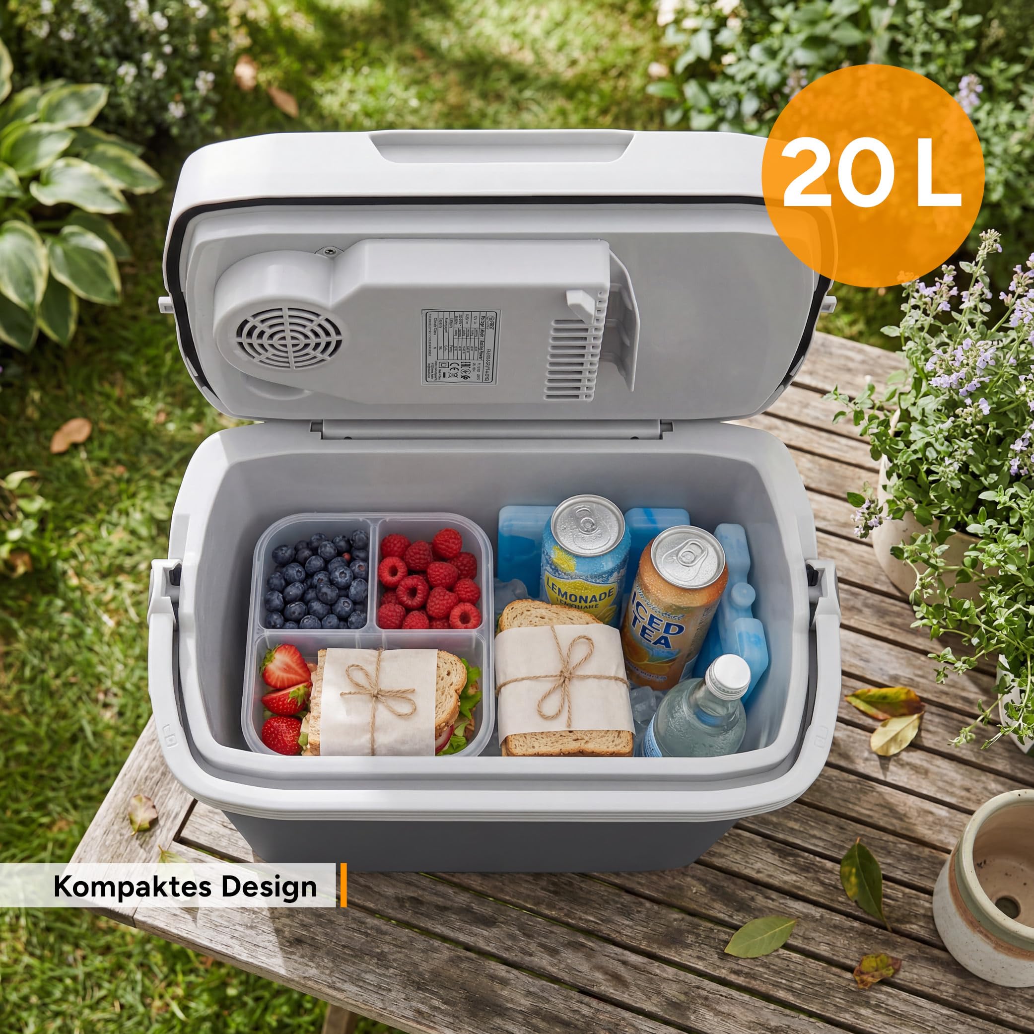TZS First Austria Thermoelektrische Kühlbox 20L 12V/230V/USB-C PD 3.0 Kühlen Wärmen Grau