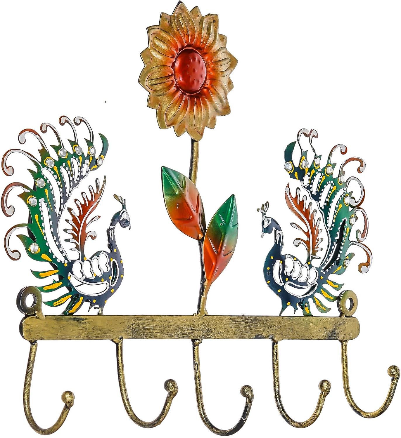 Webelkart Antique Peacock Designer Key Holder for Home/Office Decor/Key Holder for Home Decor,Key Hanger for Wall Decor, Diwali Decorative Gift Item (10" Inches)