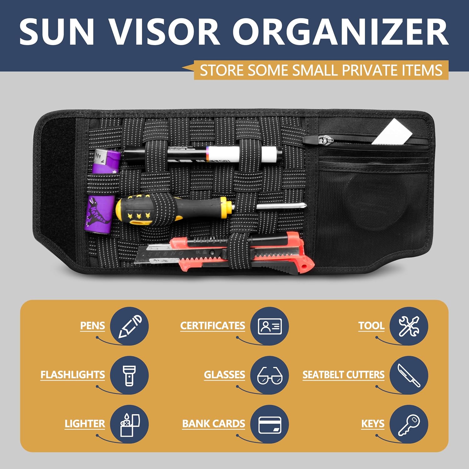 Visor Organizer Sun Visor Molle Panel for Bronco, Tactical Sun Visor Organizer Molle Webbing For Ford Bronco Accessories 2021-2025 Visor Storage Holder Pouch,2 Pack,Fit Driver Passenger Side