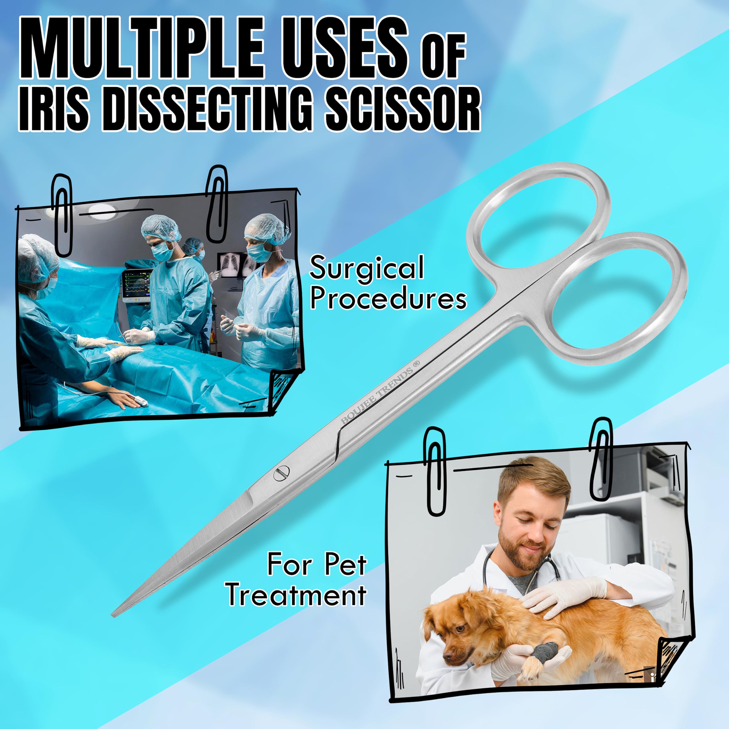 IRIS Scissors Surgical IRIS Scissors 4.5 Inch / 11.5 Cm - Serrated Curved Blades For Dental, Surgical & Piercing Use | Made In Pakistan Curved Scissors - Foto 9