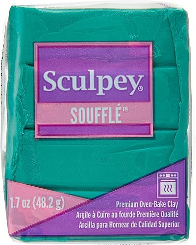 Sculpey Soufflé - Arcilla para horno de polimérica, verde jade, no tóxica, barra de 1.7 onzas, ideal para hacer joyas, vacaciones, bricolaje, medios
