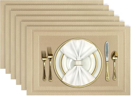 Miniatura 24 de Aofmee Juego de 4 manteles individuales resistentes al calor, manteles individuales lavables y duraderos de PVC, manteles individuales de vinilo