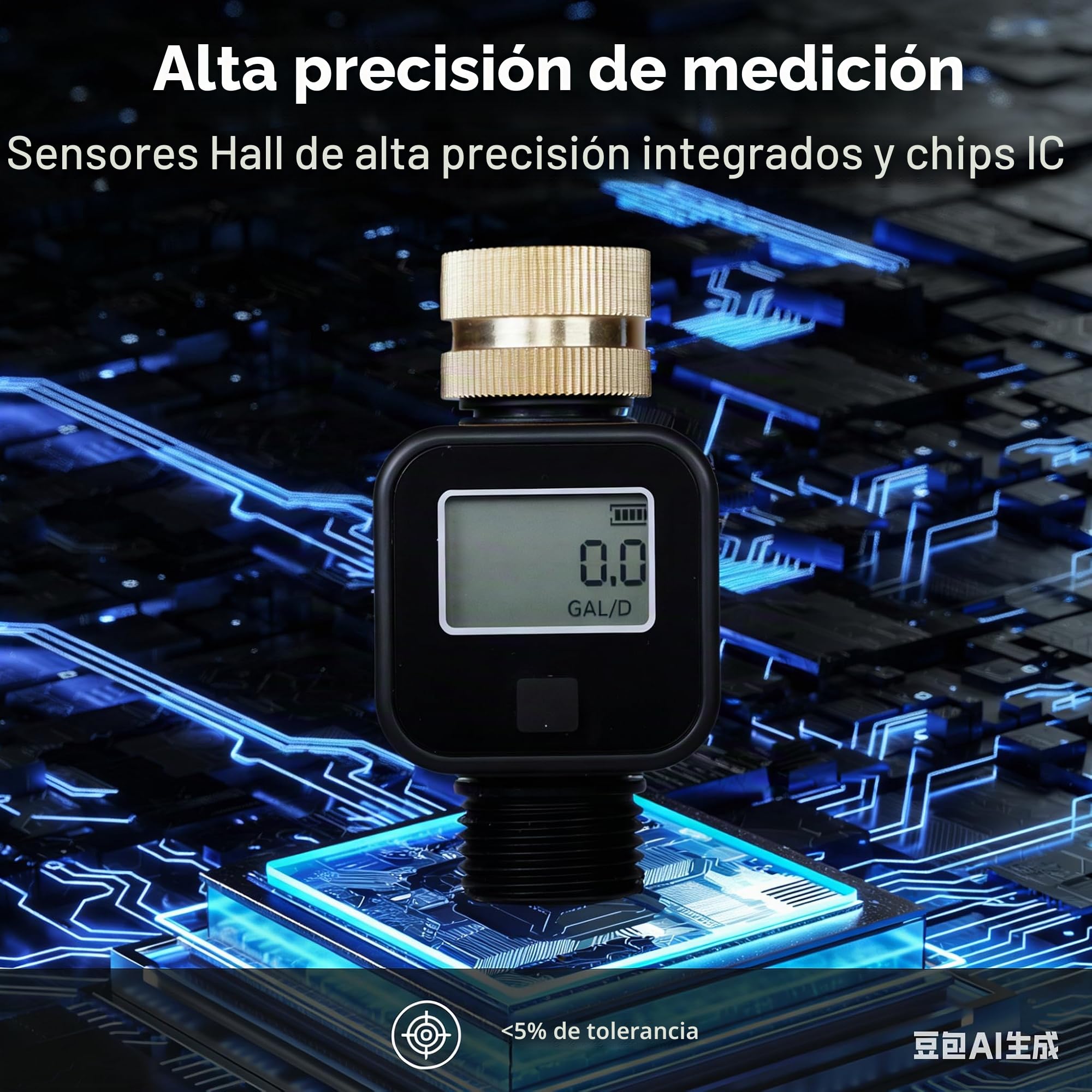 Contador de Agua de Agua, medidor de Agua Digital, medidor de Flujo de Agua con Rosca de latón, Contador de Agua de jardín con 4 Modos de medición, Reloj de Agua de Alta precisión, para riego de